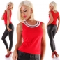Preview: Tailliertes Top mit funkelnder Strass-Applikation - rot