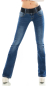 Preview: Klassische Middle Waist Bootcut Jeans in dunkler Waschung - blue washed