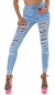 Preview: Sexy Vintage High Waist Jeans mit Rissen in light blue