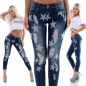 Preview: Skinny-Jeans mit Destroyed-Effekten und Bleach-Sternen - blue washed