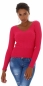 Preview: Kuscheliger Strick-Pullover mit tiefen V-Ausschnitt - pink