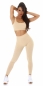 Preview: Modische High Waist Stretch Leggings in beige