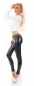 Preview: Wetlook-Leggings mit verzierten Bund - schwarz