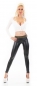 Preview: Wetlook-Leggings mit verzierten Bund - schwarz