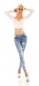 Preview: Skinny Jeans mit Push Up Effekt und Butterfly Prints in light blue