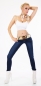 Preview: Moderne Skinny-Jeans mit breitem Stretch-Gürtel in dark blue