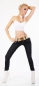 Preview: Skinny-Jeans mit Kontrastnähten und breitem Stretch-Gürtel - schwarz