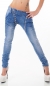 Preview: Crash-Jeans mit diagonaler Knopfleiste in light blue