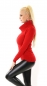 Preview: Taillierter Pullover mit extra breiten Rollkragen - rot