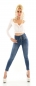 Preview: Figurbetonte High Waist Jeans mit Knopfleiste - blue washed