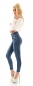 Preview: Figurbetonte High Waist Jeans mit Knopfleiste - blue washed