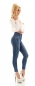 Preview: Figurbetonte High Waist Jeans mit Knopfleiste - blue washed