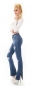 Preview: Bootcut-Jeans im Used-Look mit seitlichem Beinschlitz - blue washed