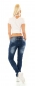 Preview: Crazy Röhren-Jeans im Used-Look mit bunten Patches - blue washed