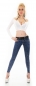 Preview: Sexy Basic Slim Fit Röhren-Jeans mit breitem Kontrast-Gürtel in dark blue