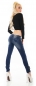 Preview: Sexy Röhrenjeans mit Leder-Patches und Zippern in dark blue