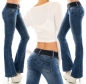 Preview: Used Bootcut-Jeans mit Stretch-Gürtel in blue washed