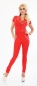 Preview: Eleganter Kurzarm-Overall mit Glitzerverzierung in rot