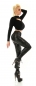 Preview: Sexy Highwaist Thermo-Leggings mit Glamour-Schriftprints - schwarz