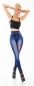 Preview: High Waist Thermo-Leggings im Jeans-Look mit Blumen-Verzierung in blue denim