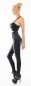 Preview: High Waist Thermo-Leggings im Jeans-Look mit Blumen-Verzierung in black denim