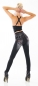 Preview: High Waist Thermo-Leggings im Jeans-Look mit Blumen-Verzierung in black denim