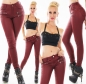 Preview: Sexy Jeans-Hose mit Zier-Zippern - bordeaux