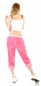 Preview: 7/8 Leinenhose mit Schrift Print - pink