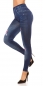 Preview: High Waist Thermo-Leggings im Jeans-Look mit Flamingo-Verzierung in blue denim