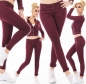 Preview: Sexy Skinny-Jeans mit Crinkle Partien in bordeaux