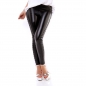 Preview: Sexy Wetlook-Treggings mit Sternen-Borde - schwarz