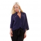 Preview: Vokuhila Long-Bluse mit Schmuckperlen-Verzierung - blau