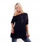 Preview: Oversize Feinstrick-Pulli mit weiten Rund-Ausschnitt - blau