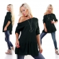 Preview: Oversize Feinstrick-Pulli mit weiten Rund-Ausschnitt - moosgrün