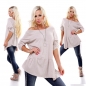 Preview: Oversize Feinstrick-Pulli mit weiten Rund-Ausschnitt - beige