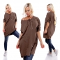 Preview: Oversize-Longpullover mit Schnürleiste - khaki