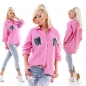 Preview: Legere geschnittene Bluse mit Glitzerapplikationen - pink