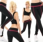 Preview: Sexy Fitness-Leggings mit Zierstreifen - schwarz/pink