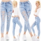 Preview: 7/8 High Waist Slim Fit Skinny-Jeans im sexy Destroyed-Look - light blue