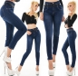 Preview: High Waist Jeans mit doppelten Bund inkl. Gürtel - dark blue