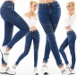 Preview: Sexy Skinny-Jeans mit Crinkle-Partien und Zierzipper - blue washed