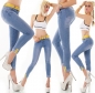 Preview: Sexy Skinny Hüft-Jeans mit breiten Glamour-Gürtel - blue washed