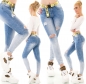 Preview: Sexy Slim Fit Vintage-Jeans mit modischen Kontrast-Gürtel in bleach blue