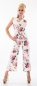 Preview: Eleganter Overall im Marlene-Style mit Blumen-Prints in weiß