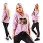 Preview: Modischer Feinstrick-Pullover mit Pailetten-Verzierung - rosa