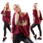 Preview: Modischer Feinstrick-Pullover mit Pailetten-Verzierung - bordeaux