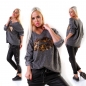 Preview: Modischer Feinstrick-Pullover mit Pailetten-Verzierung - graphit