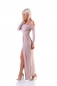 Preview: Elegantes Carmen-Maxikleid mit Lurex-Effekten - rosa