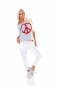 Preview: Gestreiftes Langarmshirt mit Peace-Logo - grau/weiß