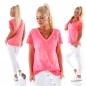 Preview: Figurbetontes Shirt in Netz-Optik - coral